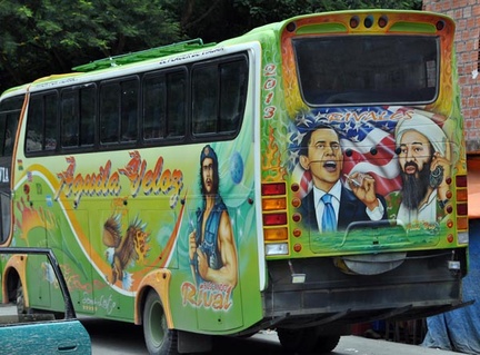 Bus painted with folk heroes S