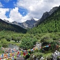 Mt Chana Dorje in the back with Lungta / Wind horse prayer flags.