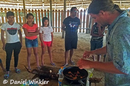 Mushroom tasting with Tepu kids and Daniel cooking ChanterellesDW Ms