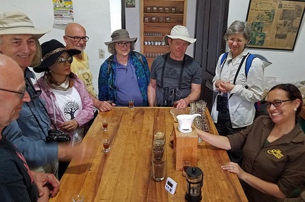 Tasting the superb coffee in Los Santos. Awesome coffee farm. We are always including a coffee farm visit with tasting in all our Mushroaming Colombia tours.